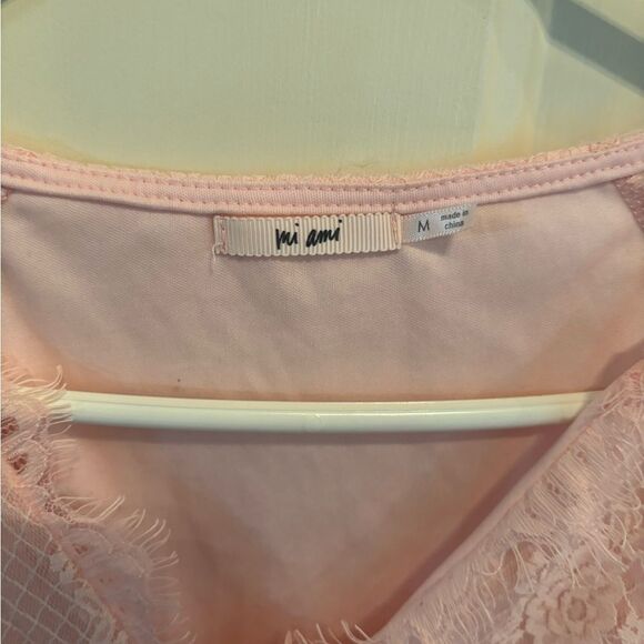 Anthropologie Mi Ami Pink Puff Sleeve Blouse with Tie Front - Picture 5 of 5